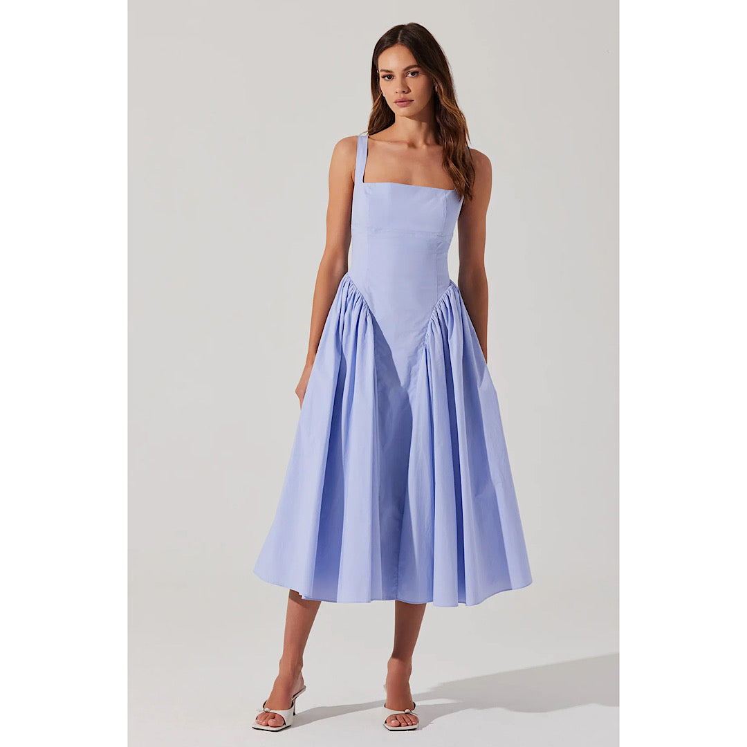 ASTR THE LABEL VINYA POPLIN DROP WAIST DRESS