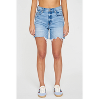 DAZE DENIM SUNDAZE SHORT HIGH RISE LONG SHORT - MARINA DISTRESSED