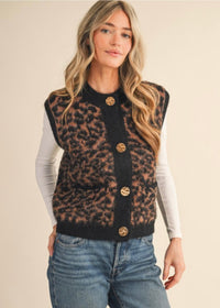 KEEP IT 100 LEOPARD PRINT SWEATER VEST
