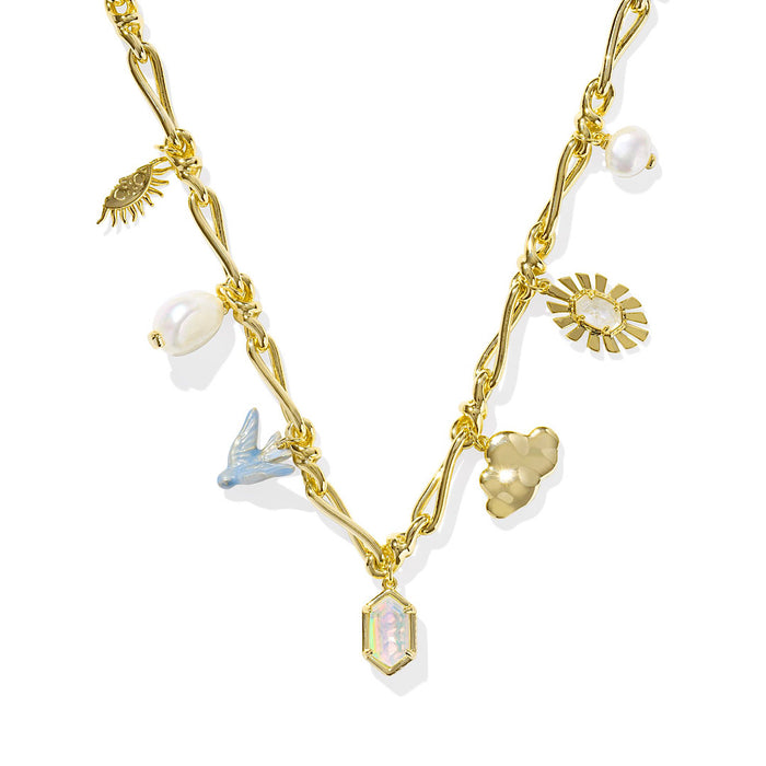 KENDRA SCOTT MELODY CHARM NECKLACE - GOLD NEUTRAL MIX