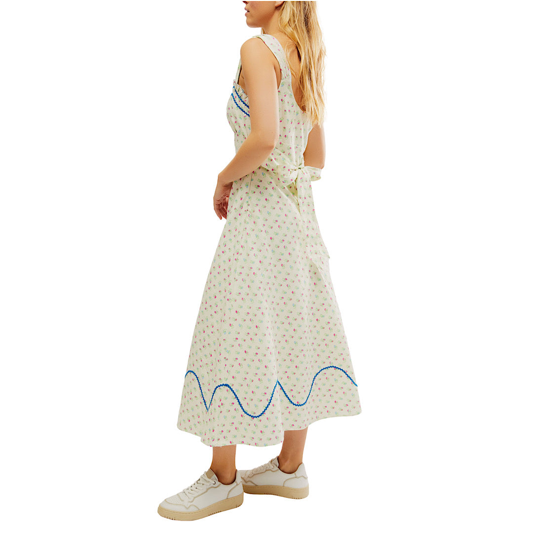 FREE PEOPLE THE SWEET HEART MIDI DRESS IVORY COMBO Makie Black Boutique