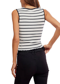 FREE PEOPLE TILLY STRIPED TANK - BLACK/WHITE COMBO