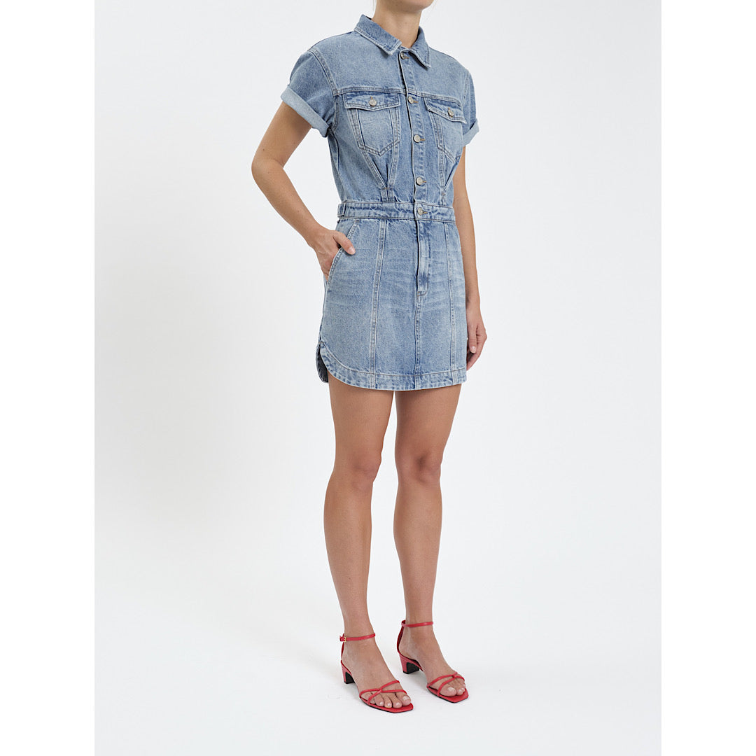 DAZE DENIM TOPANGA SHORT SLEEVE DRESS IN PLOT TWIST