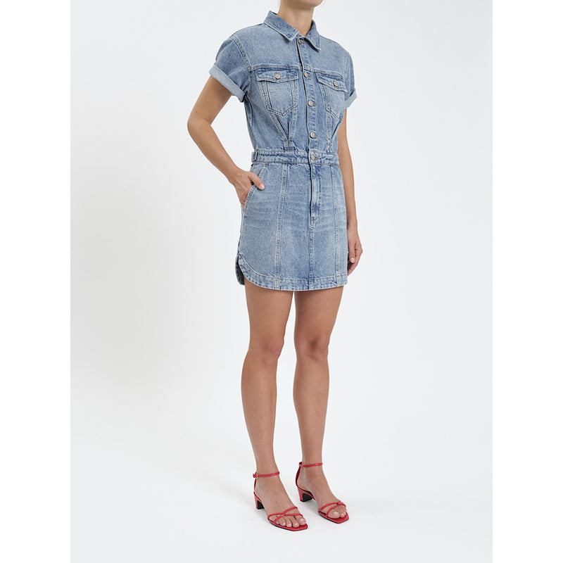 DAZE DENIM TOPANGA SHORT SLEEVE DRESS IN PLOT TWIST
