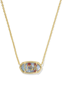 KENDRA SCOTT ELISA USA SHORT PENDANT NECKLACE - GOLD