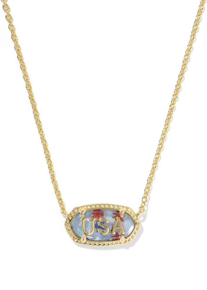KENDRA SCOTT ELISA USA SHORT PENDANT NECKLACE - GOLD