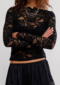 FREE PEOPLE RAISING EYEBROWS LACE TOP - BLACK