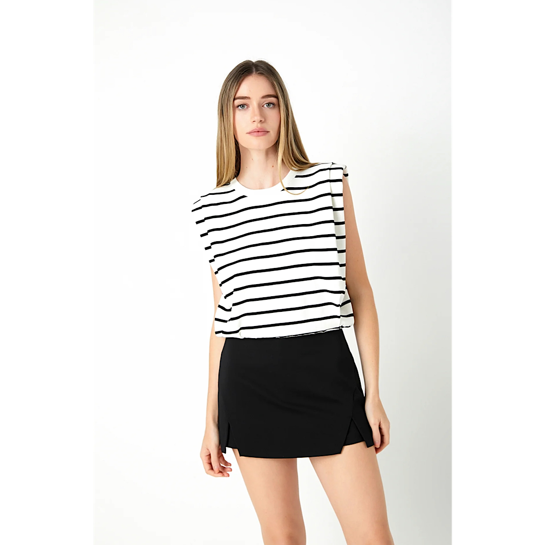 BACK IN CHICAGO STRIPE KNIT TOP