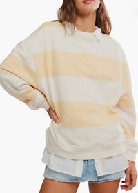 FREE PEOPLE CLASSIC STRIPED OVERSIZED CREWNECK - APRICOT COMBO