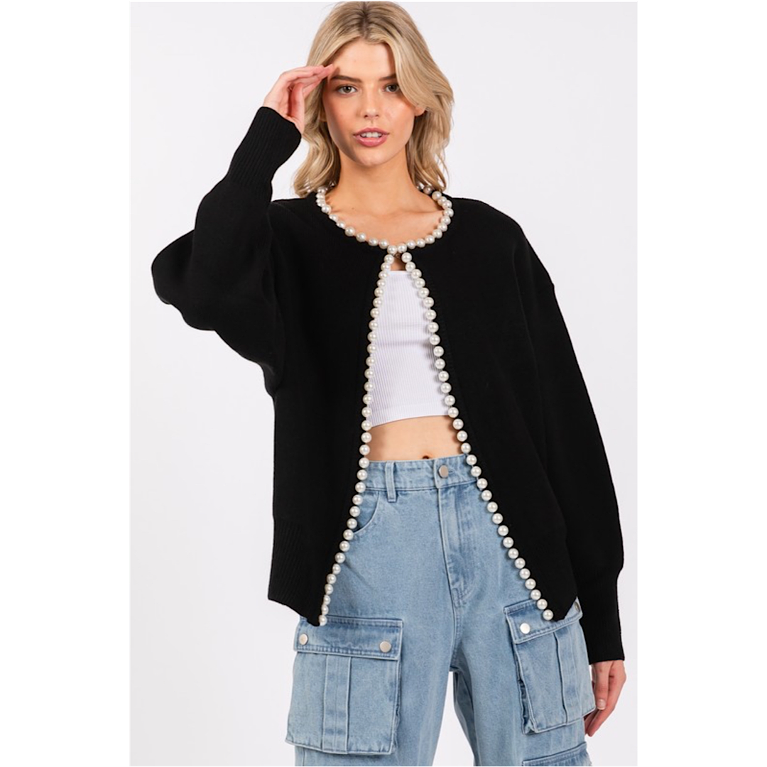 THE NIKKI PEARL TRIM CARDIGAN