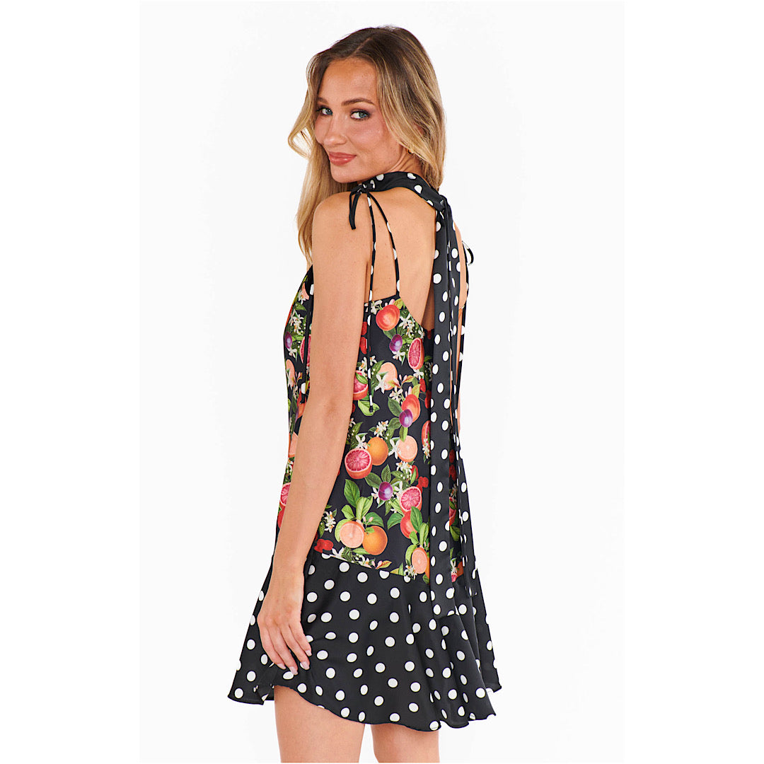 SHOW ME YOUR MUMU UPTOWN TIE DRESS - TROPICAL SANGRIA