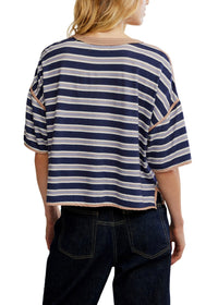 FREE PEOPLE CLEAN RUGBY TEE - NAVY COMBO
