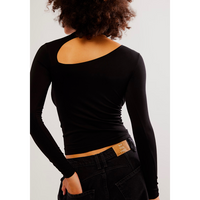 FREE PEOPLE CUT IT OUT SEAMLESS LONG SLEEVE TOP - BLACK