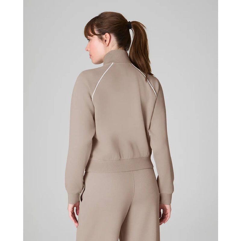 SPANX AIRESSENTIALS PIQUE FULL ZIP TRACK JACKET - ASHWOOD