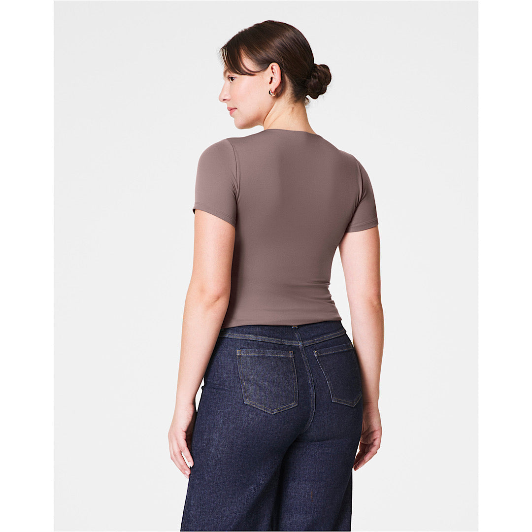 SPANX SMOOTHING JERSEY SS CREW TEE - SMOKE