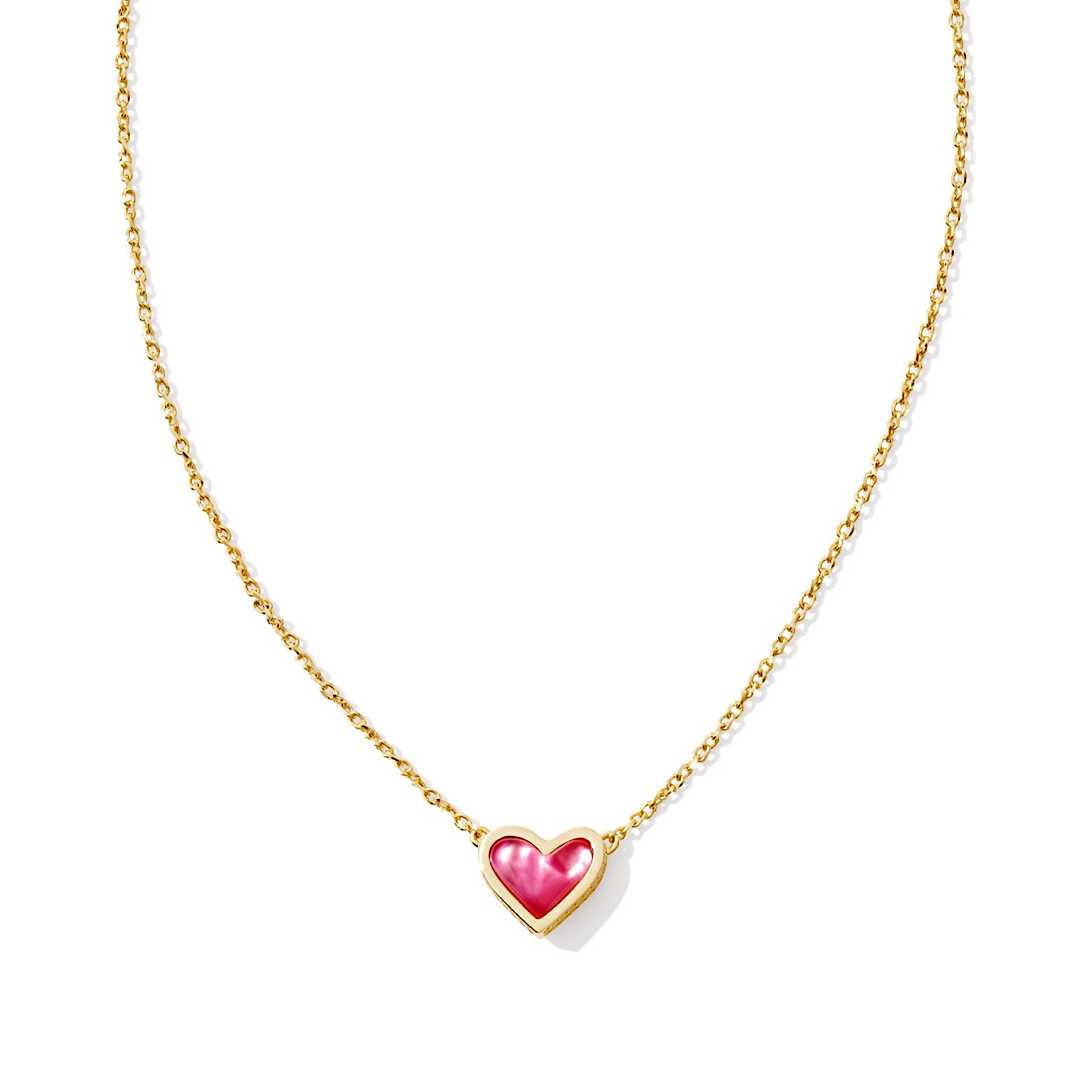 KENDRA SCOTT FRAMED ARI HEART SHORT PENDANT NECKLACE - GOLD AZALEA ILLUSION