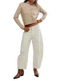 FREE PEOPLE SCHOOL GIRL CARDIGAN - FEATHER GREY MELANGE