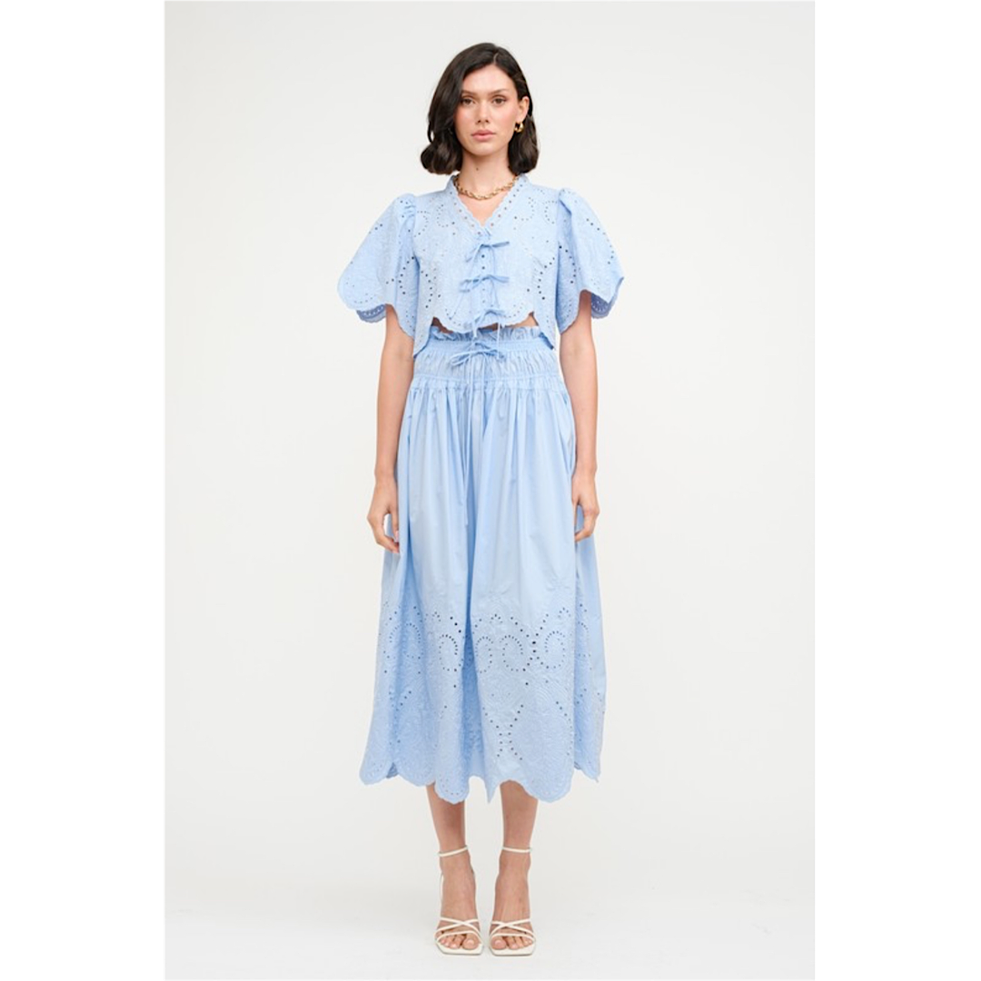THE MARGOT EYELET MIDI SKIRT