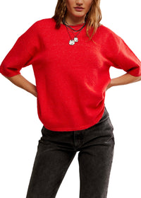 FREE PEOPLE MARGOT SWEATER TEE - CHERRY POP