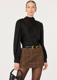 ASTR THE LABEL IVONNE HIGH-NECK SATIN TOP