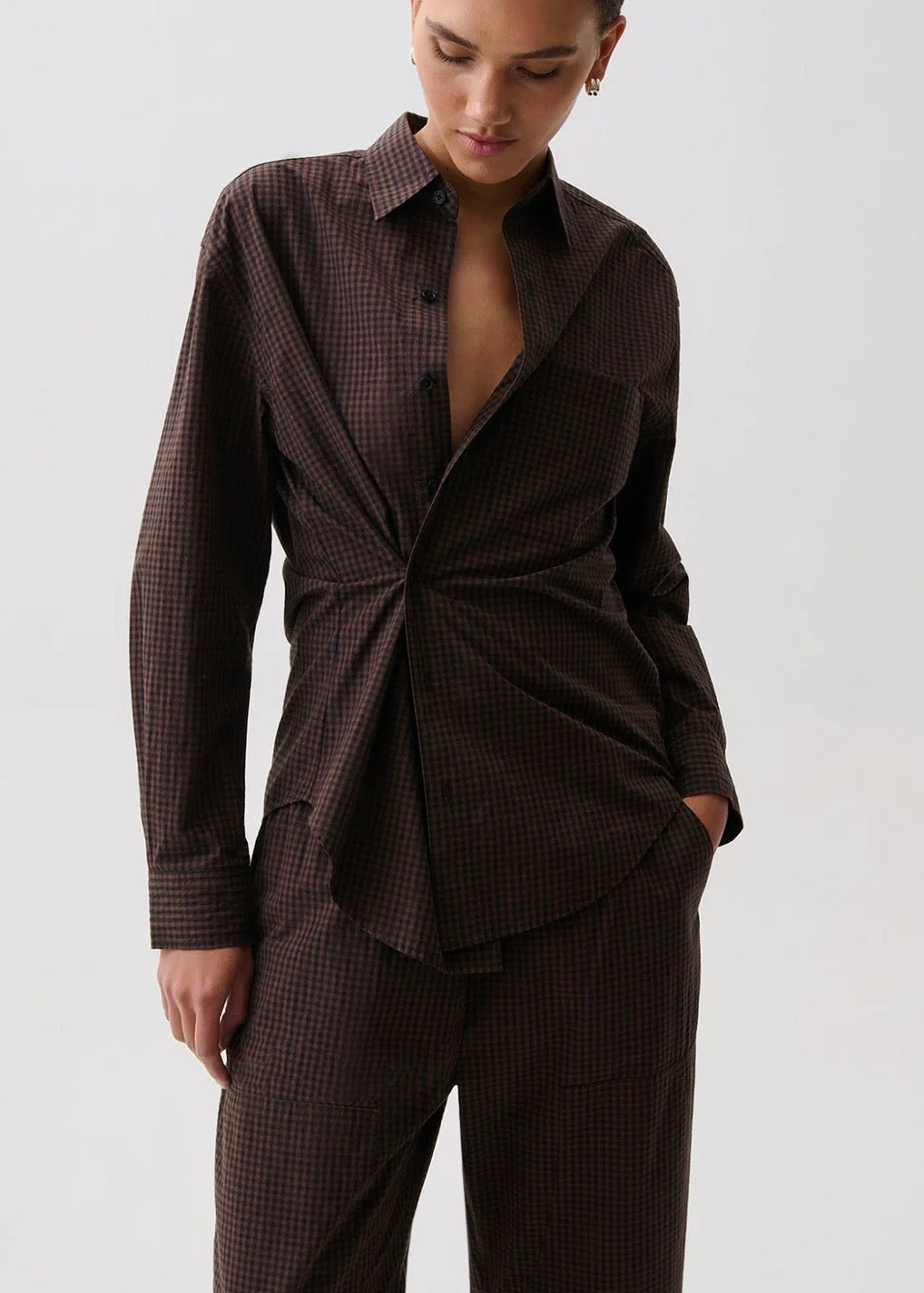PISTOLA MILA BUTTON DOWN WRAP TOP - HOT TODDY