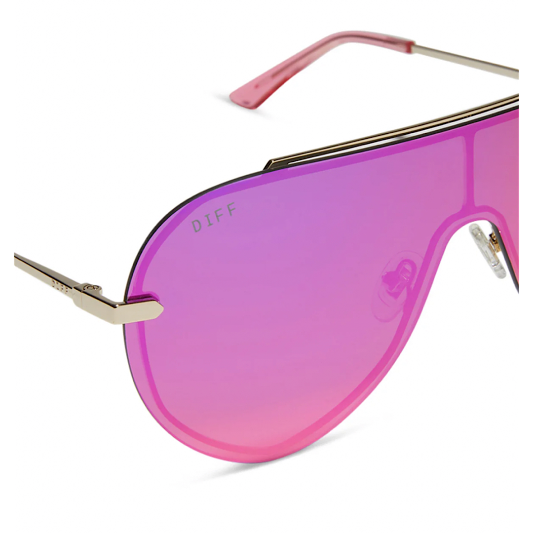 DIFF IMANI - GOLD PINK RUSH MIRROR SUNGLASSES