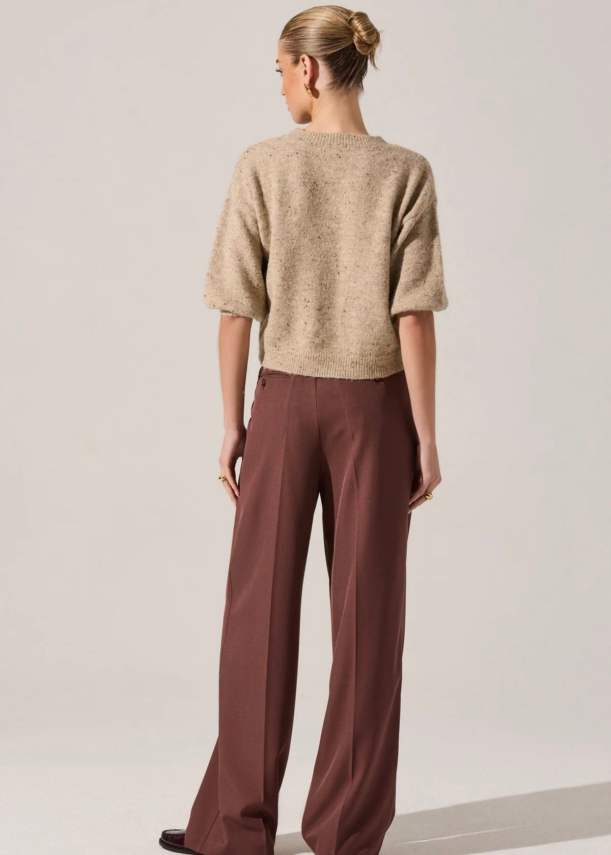 ASTR THE LABEL COLETTE CREWNECK SWEATER - OATMEAL MULTI