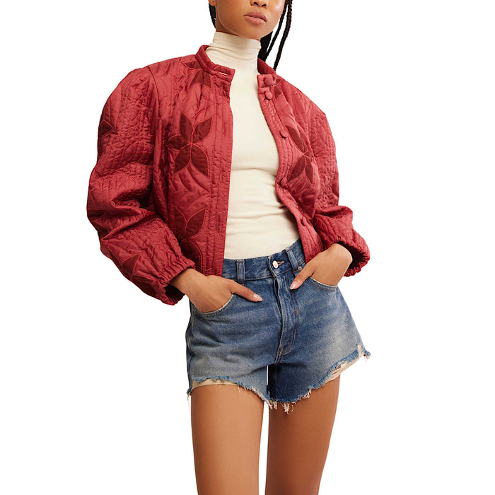 FREE PEOPLE QUINN QUILTED JACKET - MARSALA