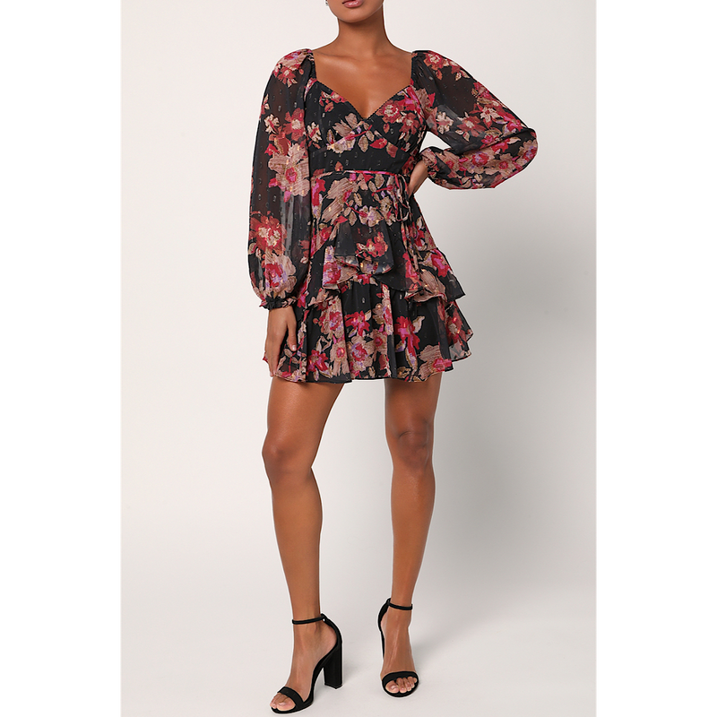 LULUS DRAMATICALLY DREAMY FLORAL MINI DRESS