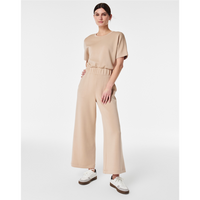 SPANX AIRESSENTIALS CROPPED WIDE LEG JUMPSUIT - TAHINI