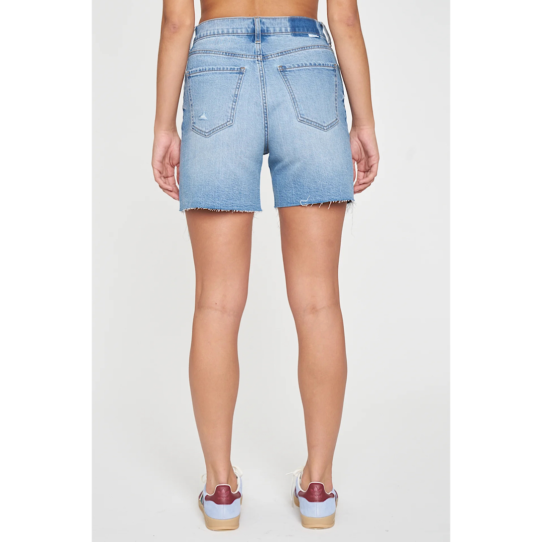 DAZE DENIM SUNDAZE SHORT HIGH RISE LONG SHORT - MARINA DISTRESSED