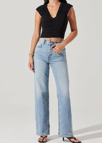 ASTR THE LABEL SAMARRA RUCHED TOP - BLACK