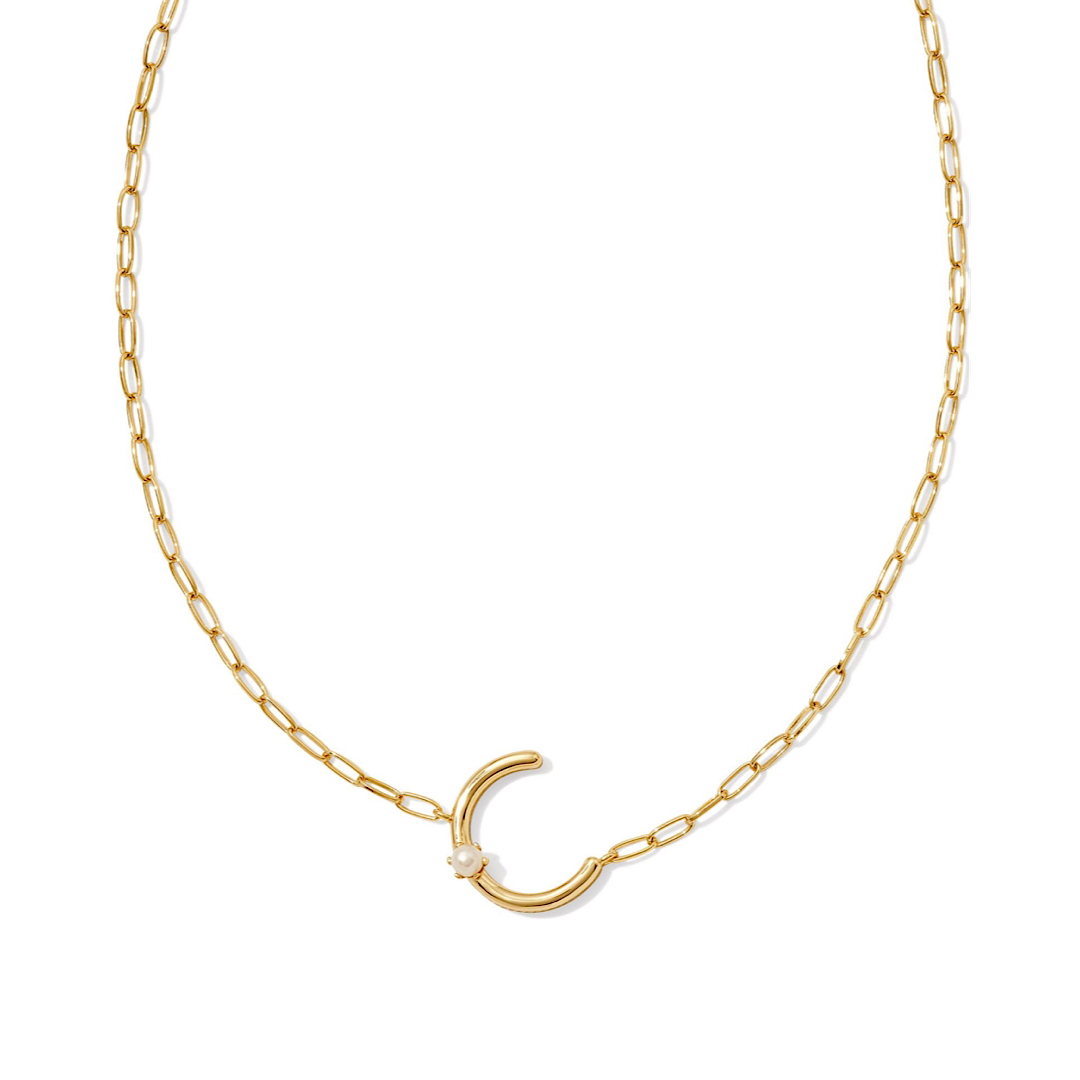 KENDRA SCOTT PEARL LETTER SHORT PENDANT NECKLACE