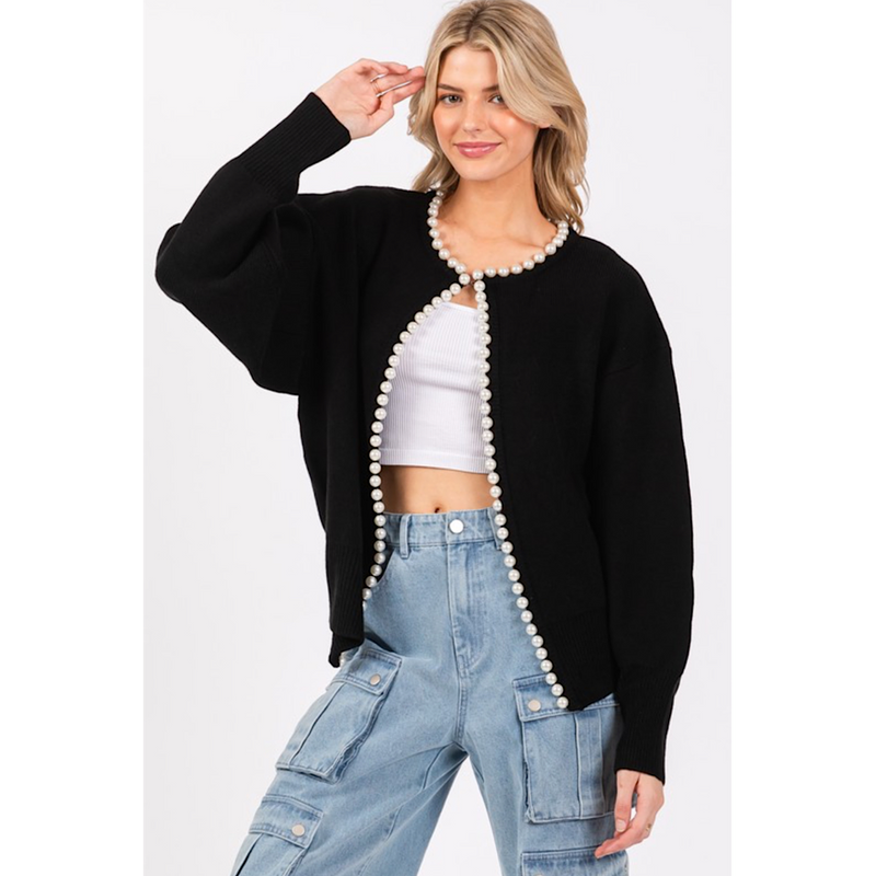 THE NIKKI PEARL TRIM CARDIGAN