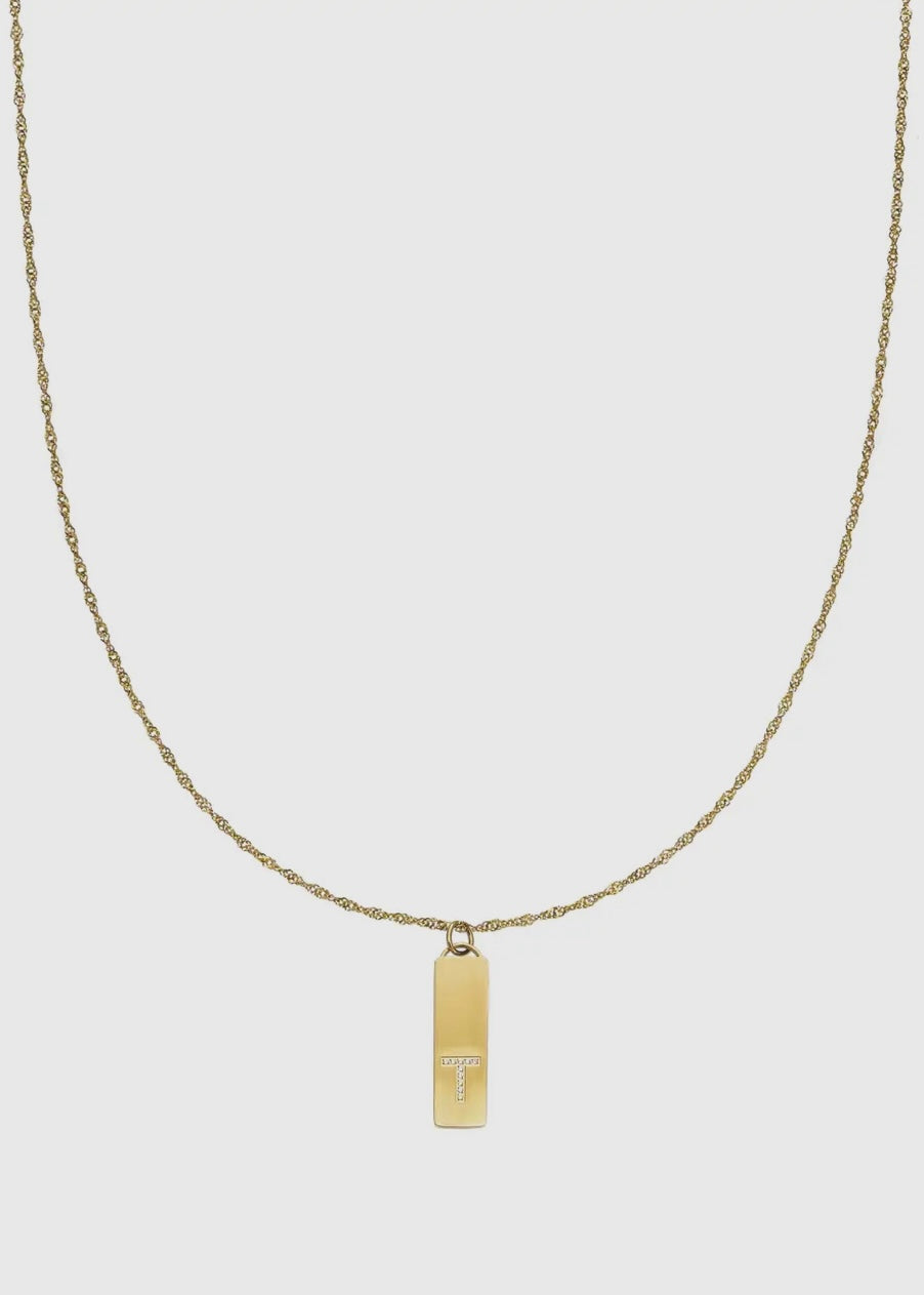 GOLD INITIAL BAR PENDANT NECKLACE