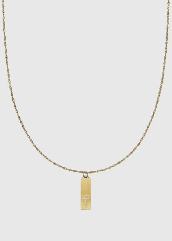 GOLD INITIAL BAR PENDANT NECKLACE