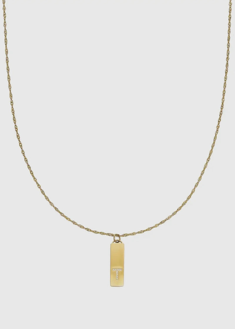 GOLD INITIAL BAR PENDANT NECKLACE