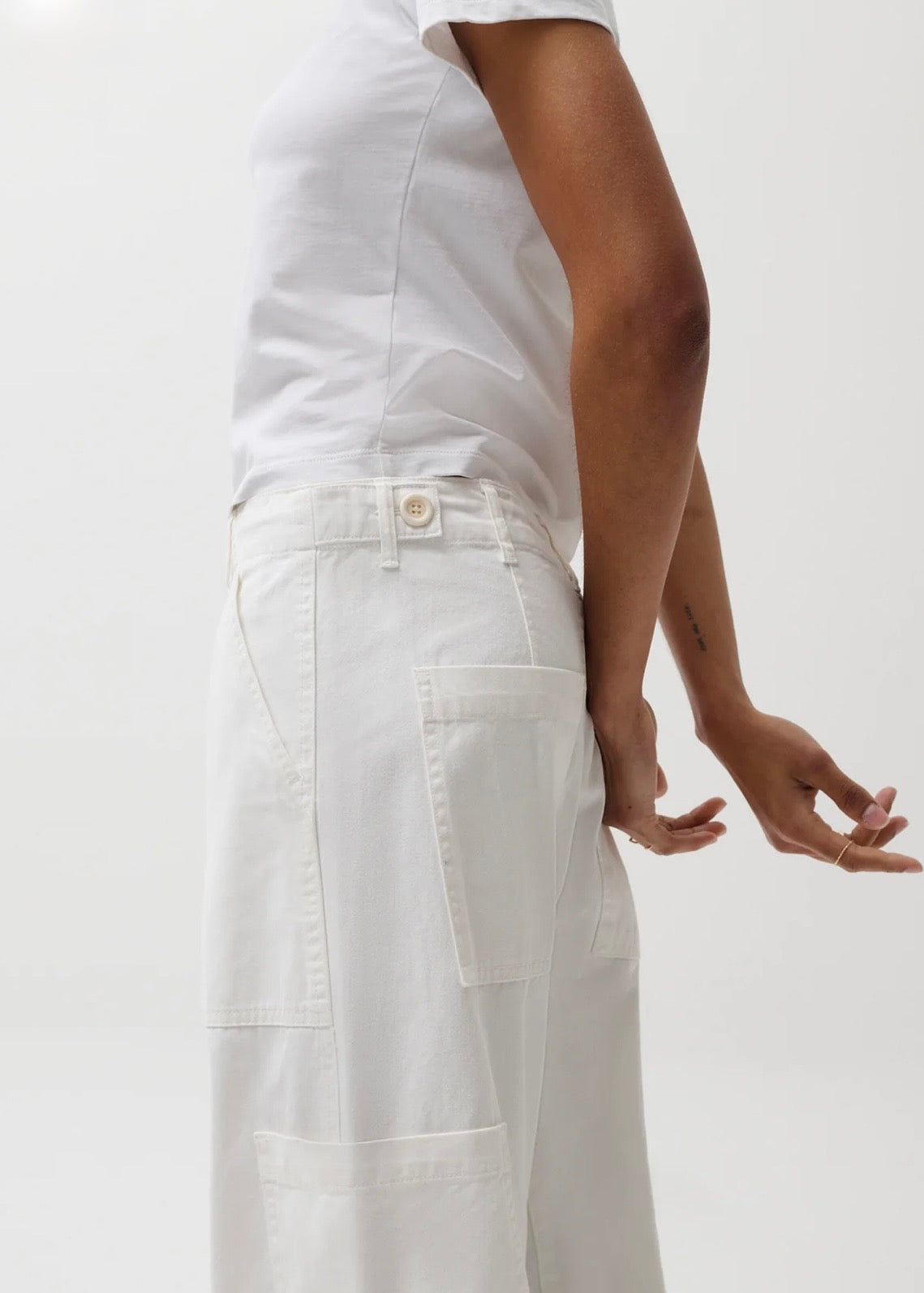 PISTOLA SABRINA CURVED UTILITY PANTS - WHITE