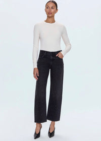 PISTOLA LEXI MID RISE BOWED STRAIGHT JEAN - SILVER SCREEN