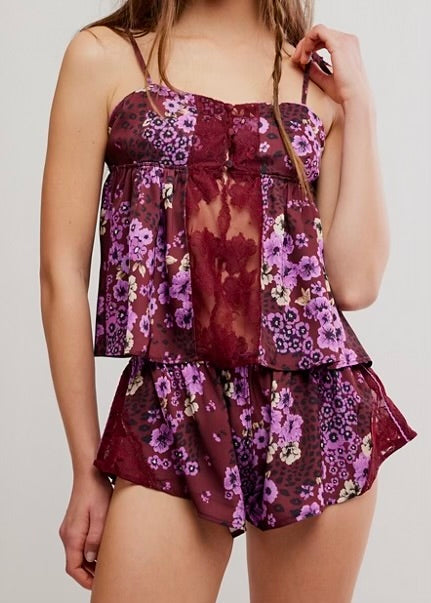 FREE PEOPLE UP AT DAWN SLEEP SET - POMEGRANATE COMBO