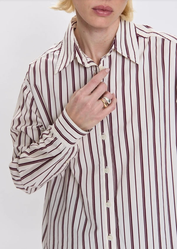 PISTOLA FINLAY OVERSIZED BUTTON DOWN - CLARET STRIPE