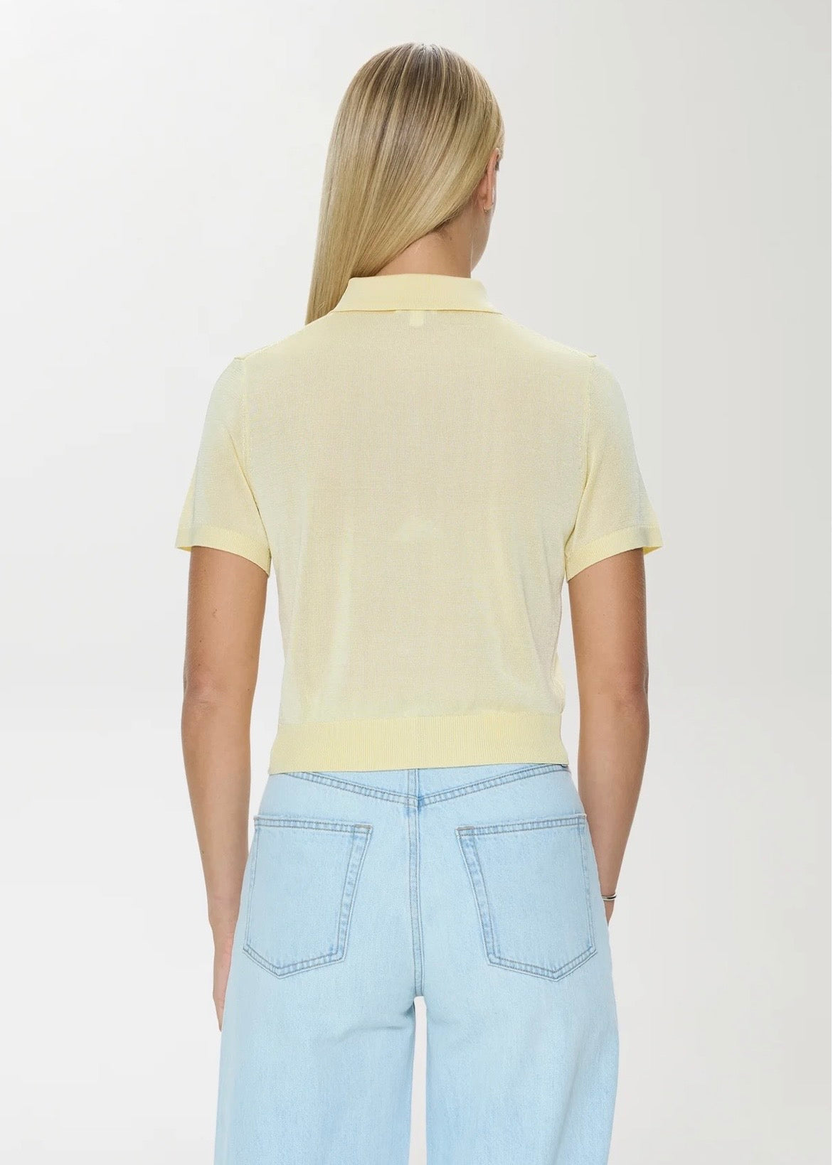 PISTOLA LUCCA SHORT SLEEVE POLO SWEATER - PALE YELLOW