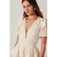 ASTR THE LABEL ARIANELL EMBROIDERED FLORAL TIERED DRESS