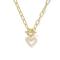 KENDRA SCOTT ARI HEART ENAMEL FRAME LINK AND CHAIN NECKLACE