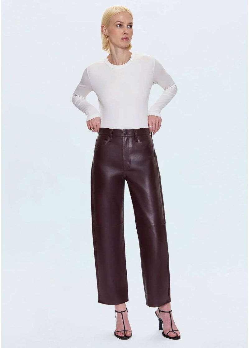 PISTOLA JETT HIGH RISE BOWED STRAIGHT PANT - CABERNET