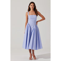 ASTR THE LABEL VINYA POPLIN DROP WAIST DRESS