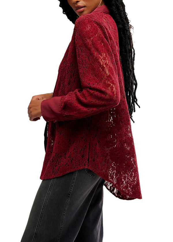 FREE PEOPLE FAITH BUTTONDOWN - CABERNET