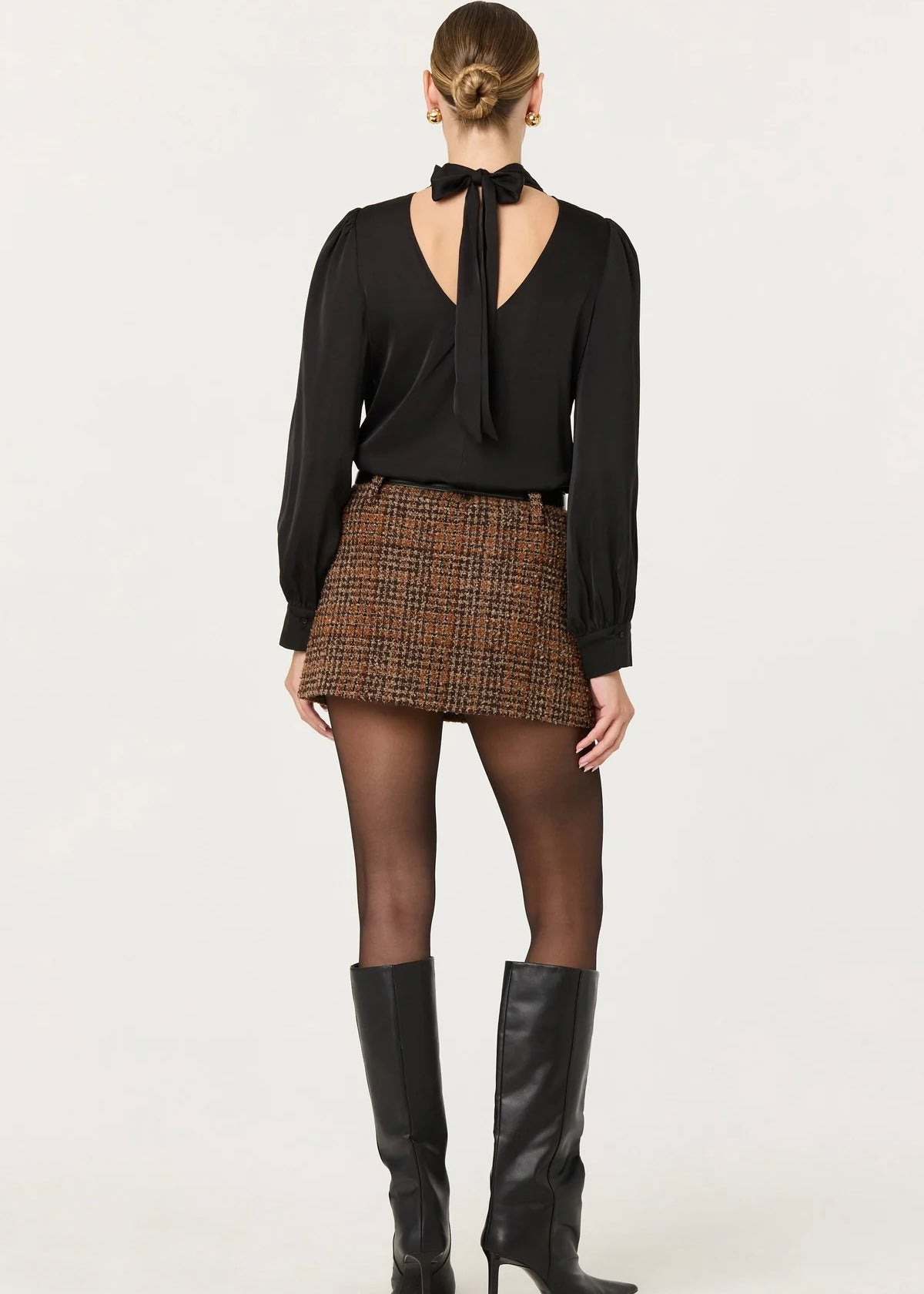 ASTR THE LABEL IVONNE HIGH-NECK SATIN TOP