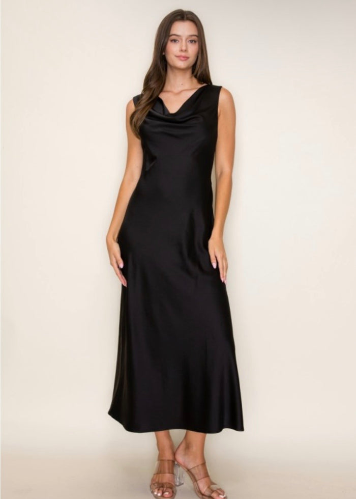 THE SIENNA SATIN MIDI DRESS