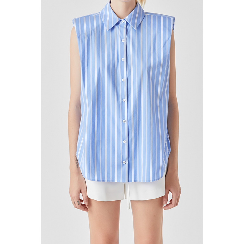 VERSION OF YOU STRIPE SHOULDER SHIRT